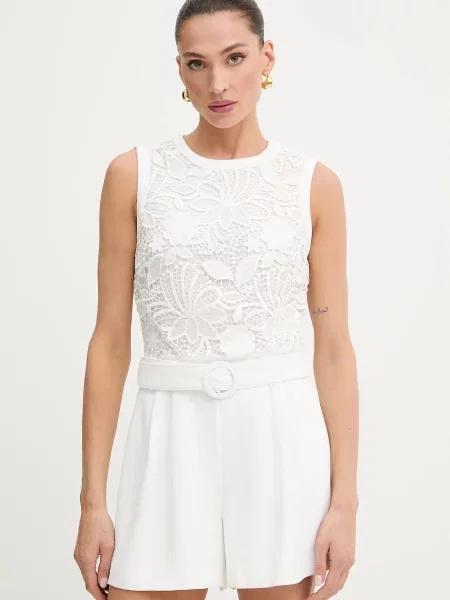 Morgan salopetă cu decolteu rotund SHIKOU alb