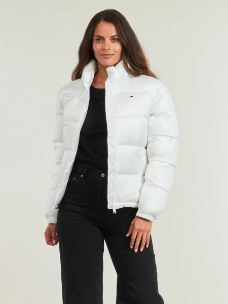 Geacă de blugi Tommy Jeans cu glugă alb