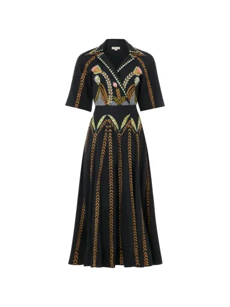 Sukienka kopertowa Temperley London w kwiatki kopertowa czarna