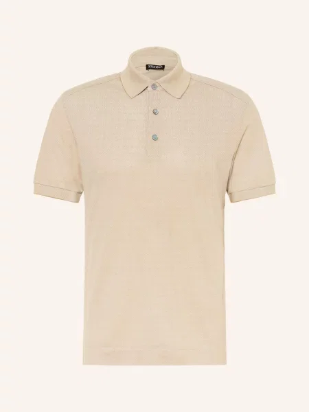 Zegna Polo Tričko Piqué S Hedvábím béžová