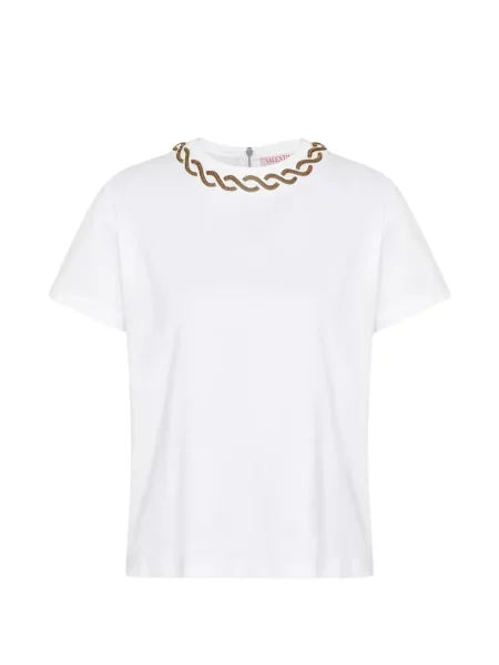 Tricou Valentino Garavani cu decolteu rotund alb
