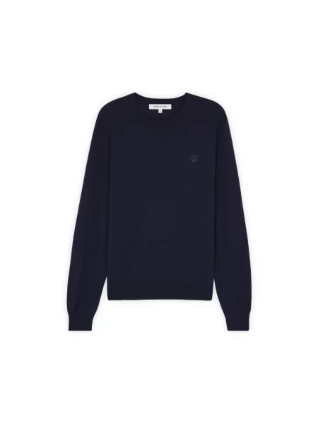 Maison Kitsuné sweter wełniany Bold Fox Head Patch niebieski