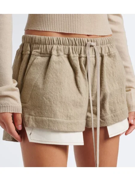 Pantaloni scurți Rick Owens de lână bej