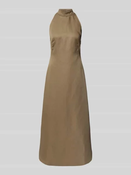 Sukienka lniana z wiązaniem na szyi model ‘NELA’ Ivy Oak khaki