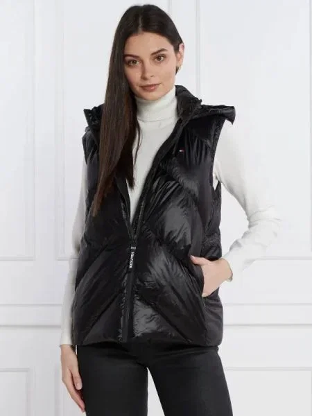 Tommy Hilfiger De puf vestă CHEVRON LW DOWN negru