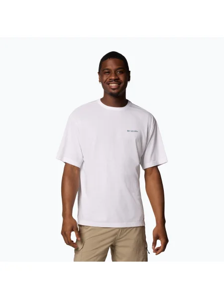 Tricou pentru bărbați Columbia Cedar Trail Back Graphic Tee white/trailguide icons alb