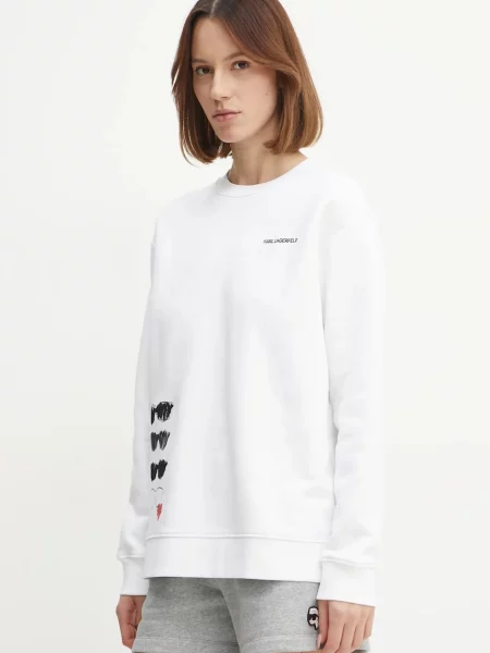 Karl Lagerfeld bluză femei cu imprimeu alb