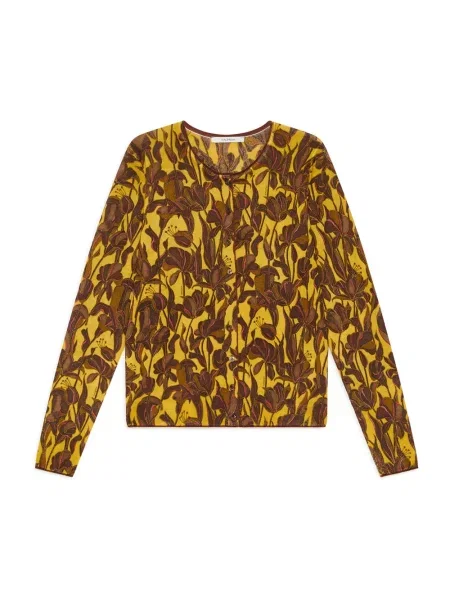 Kardigan Maliparmi wełniany z nadrukiem żółty