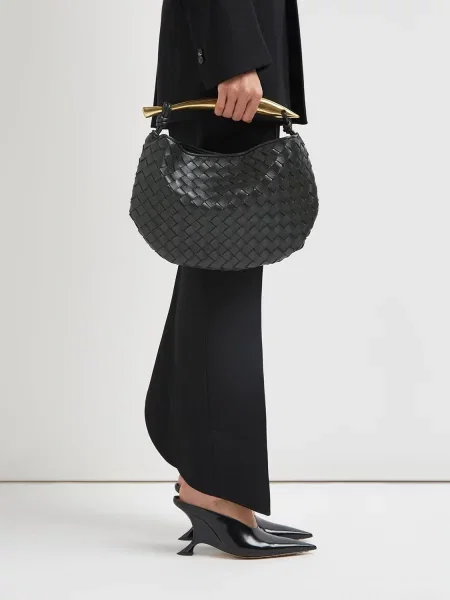 Kožená kožená taška Bottega Veneta Handle béžová