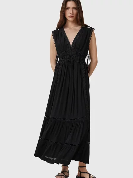 AllSaints rochie XANTHE maxi evazati negru