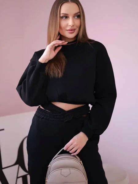 Krótka bluza Kesi ocieplana czarna