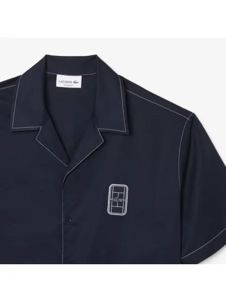 Lacoste Koszula Z Krótkim Rękawem Relaxed Fit granatowa