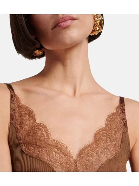 Top Saint Laurent de mătase maro