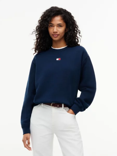 Tommy Jeans Mikina námornícka modrá / červená biela