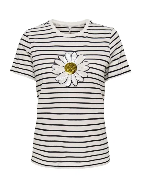 ONLY Tricou ONLKITA auriu / negru alb