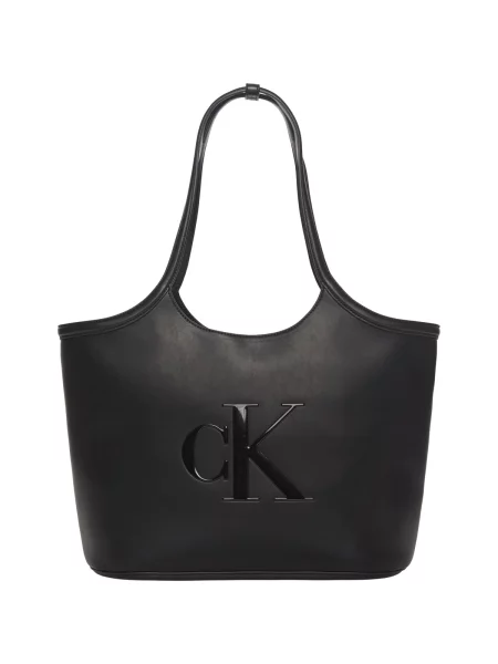 Džínsy Calvin Klein z ekologickej kože čierna