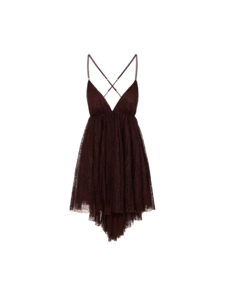 Sukienka mini Elisabetta Franchi tiulowa brązowa
