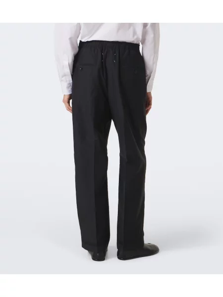 Pantaloni Maison Margiela de mătase albastru