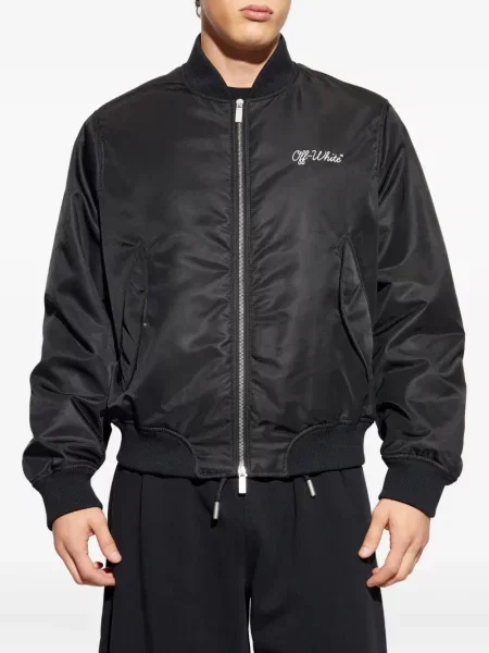 Geacă bomber Off-white cu broderie alb