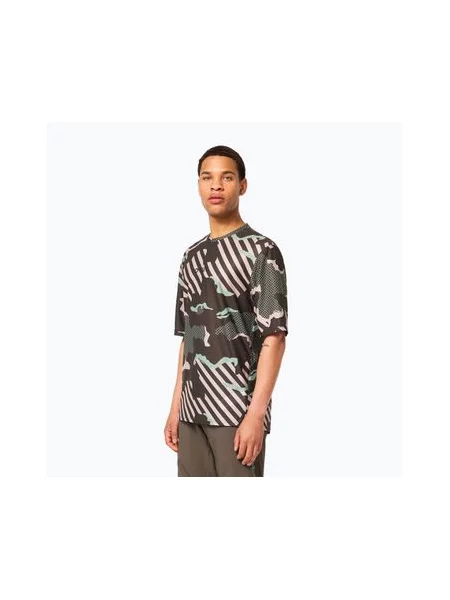 Велофутболка Oakley Ride Free в зелену смужку з камуфляжним малюнком