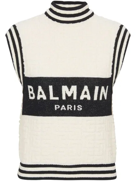 Top Balmain tricotate alb