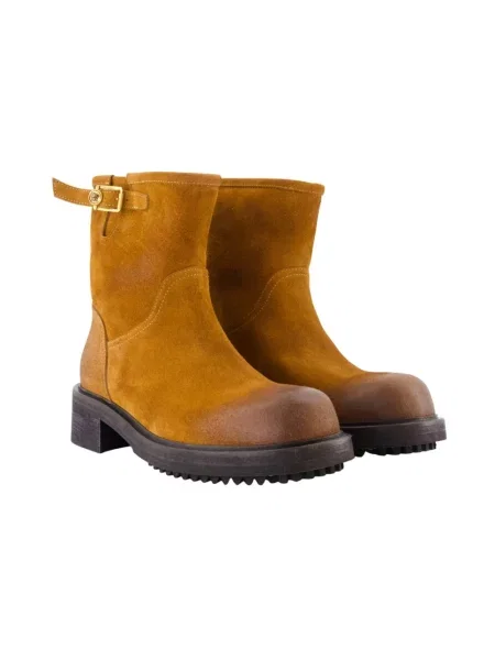 Buty do kostki Versace skórzane brązowe