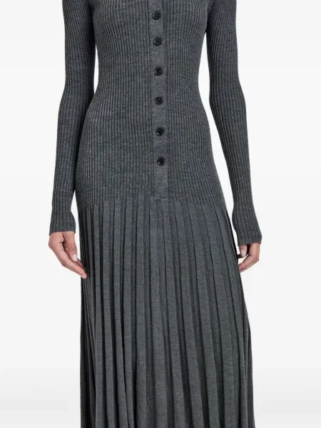 Rochie midi Proenza Schouler plisată până la genunchi de costum gri