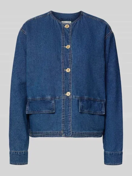 Kurtka z lnu w stylu denim o kroju regular fit Christian Berg Woman niebieska