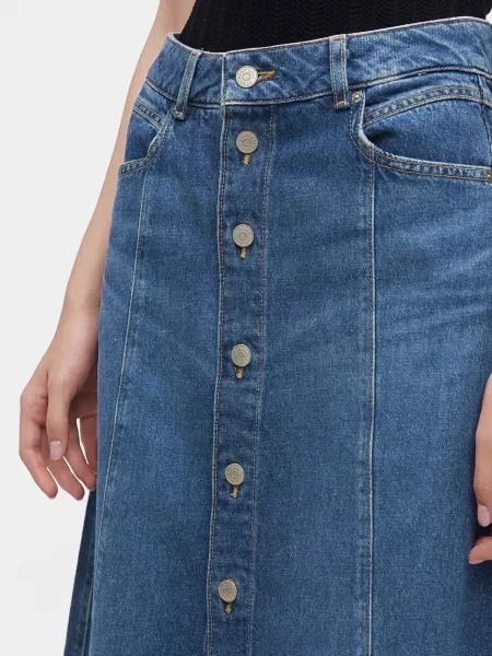 BOSS Orange rozšírená sukňa rifľová C_DNM MIDI SKIRT modrá