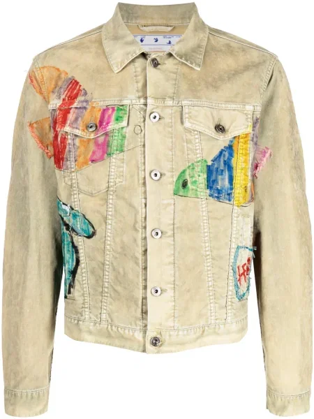 Geacă Off-white cu imagine alb