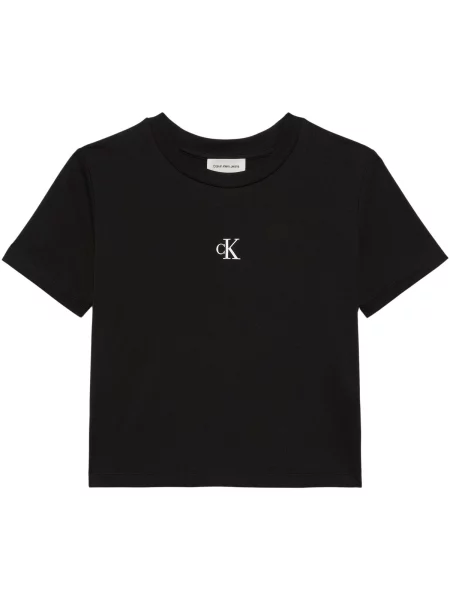 Ošišano majica Calvin Klein Jeans s autogramom crna