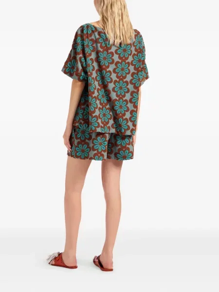 Pantaloni scurți La Doublej cu model floral cu imagine verde
