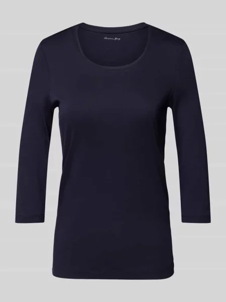 T-shirt z rękawami o długości w jednolitym kolorze Christian Berg Woman granatowa