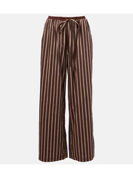 Szerokie spodnie Jacques Wei w paski brązowe