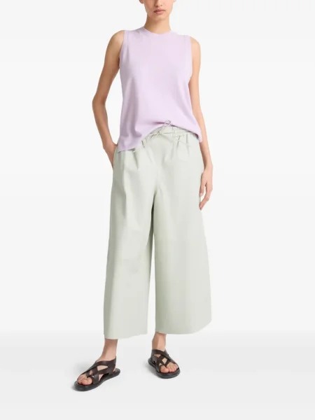 Pantaloni Yves Salomon din piele verde