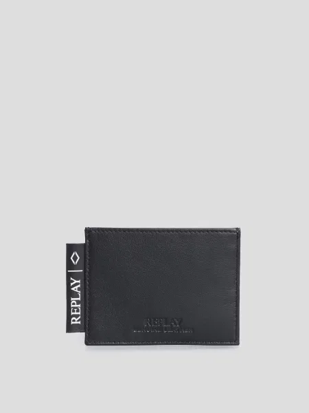 Шкіряний гаманець Replay чорний