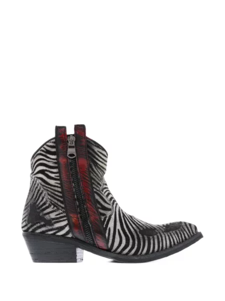 Botine Paris Punk cu imagine cu model zebră alb