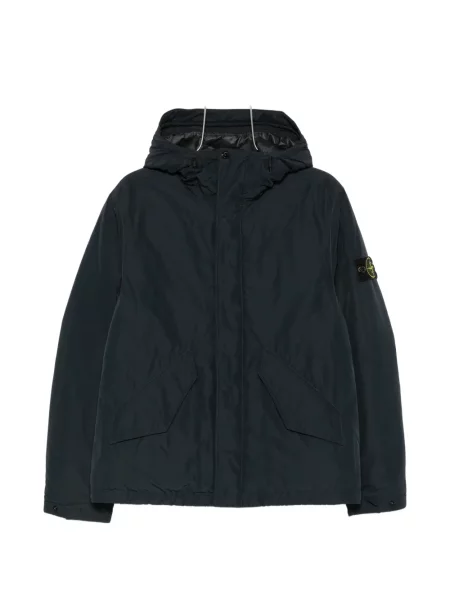 Geacă Stone Island cu glugă cu strasuri albastru