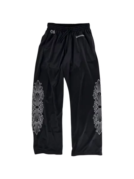 Pantaloni Chrome Hearts cu broderie plasă cu motiv cu inimi negru