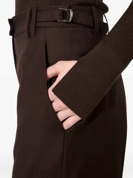 Pantaloni Barbara Bui cu cataramă de flanelă maro