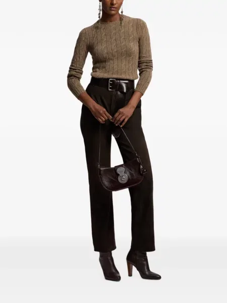 Pantaloni Ralph Lauren Collection din piele de căprioară maro