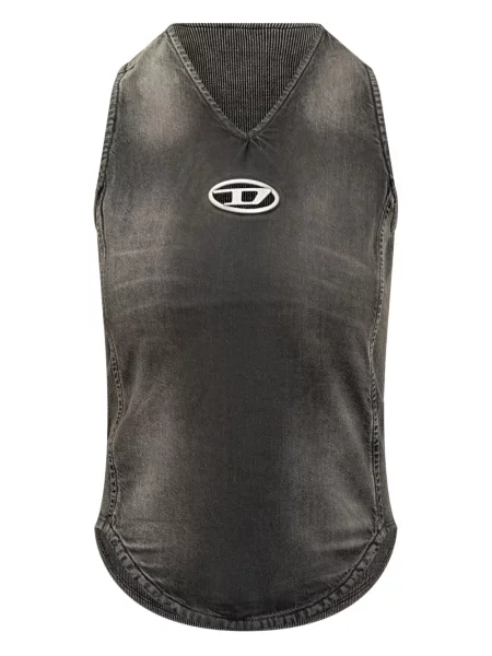 Sukienka jeansowa Diesel garniturowa prążkowana czarna