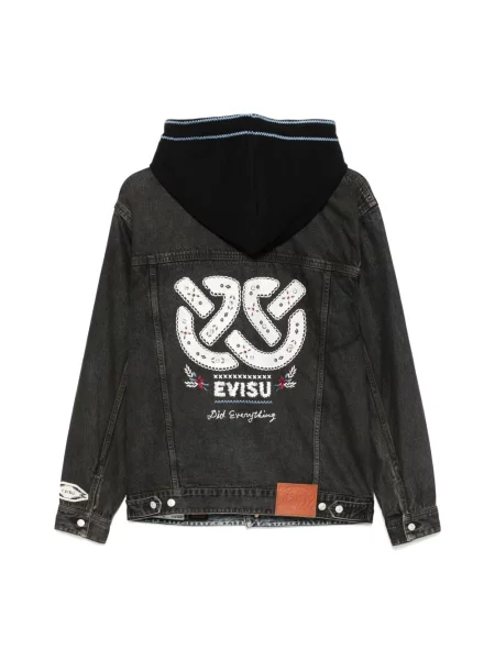 Kurtka jeansowa Evisu z kapturem czarna