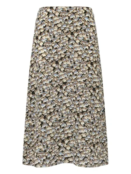 Fustă midi Marni cu model floral până la genunchi negru