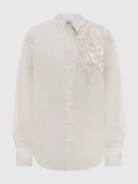 Сорочка з паєтками Brunello Cucinelli бежева