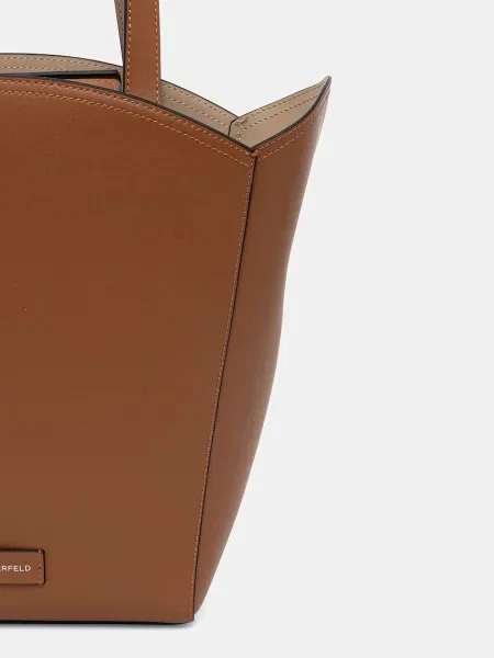 Karl Lagerfeld Torebka shopper skórzana K/CIRCLE brązowa