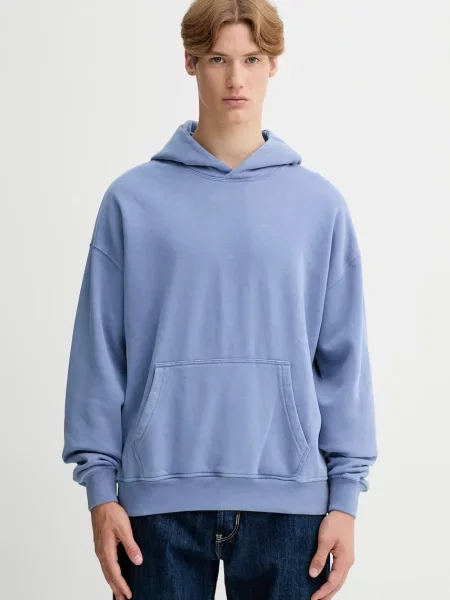 Pulover Abercrombie & Fitch s kapuco modra