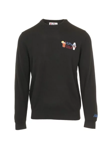 Hanorac crewneck Mc2 Saint Barth cu broderie de lână negru