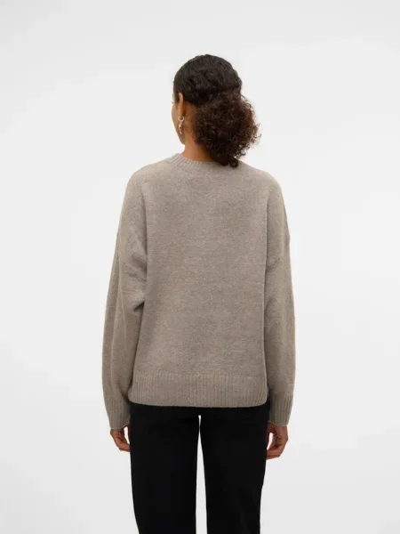 VERO MODA Sveter VMBOOM béžová melírovaná sivá
