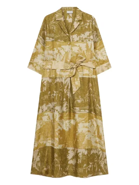 Jedwabna maksi sukienka maxi Pierre Louis Mascia garniturowa żółta